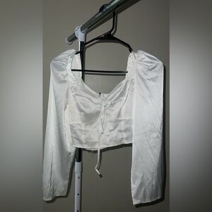 Elegant White Satin Crop Top